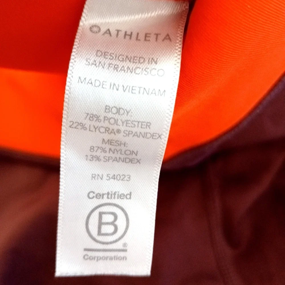 Athleta Tenacity 7/8 Tight Leggings Womens Medium Burgundy Orange Pockets Gym‎